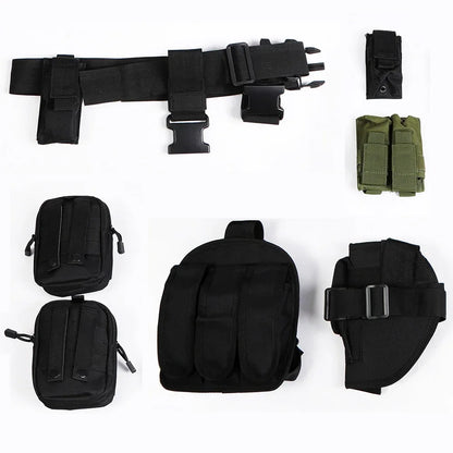 Resident Evil Leon S. Kennedy Inspired Cosplay Costume – Tactical Utility Belt Set with Bags, Holster & Officer Outfit Accessories for Carnival & Halloween