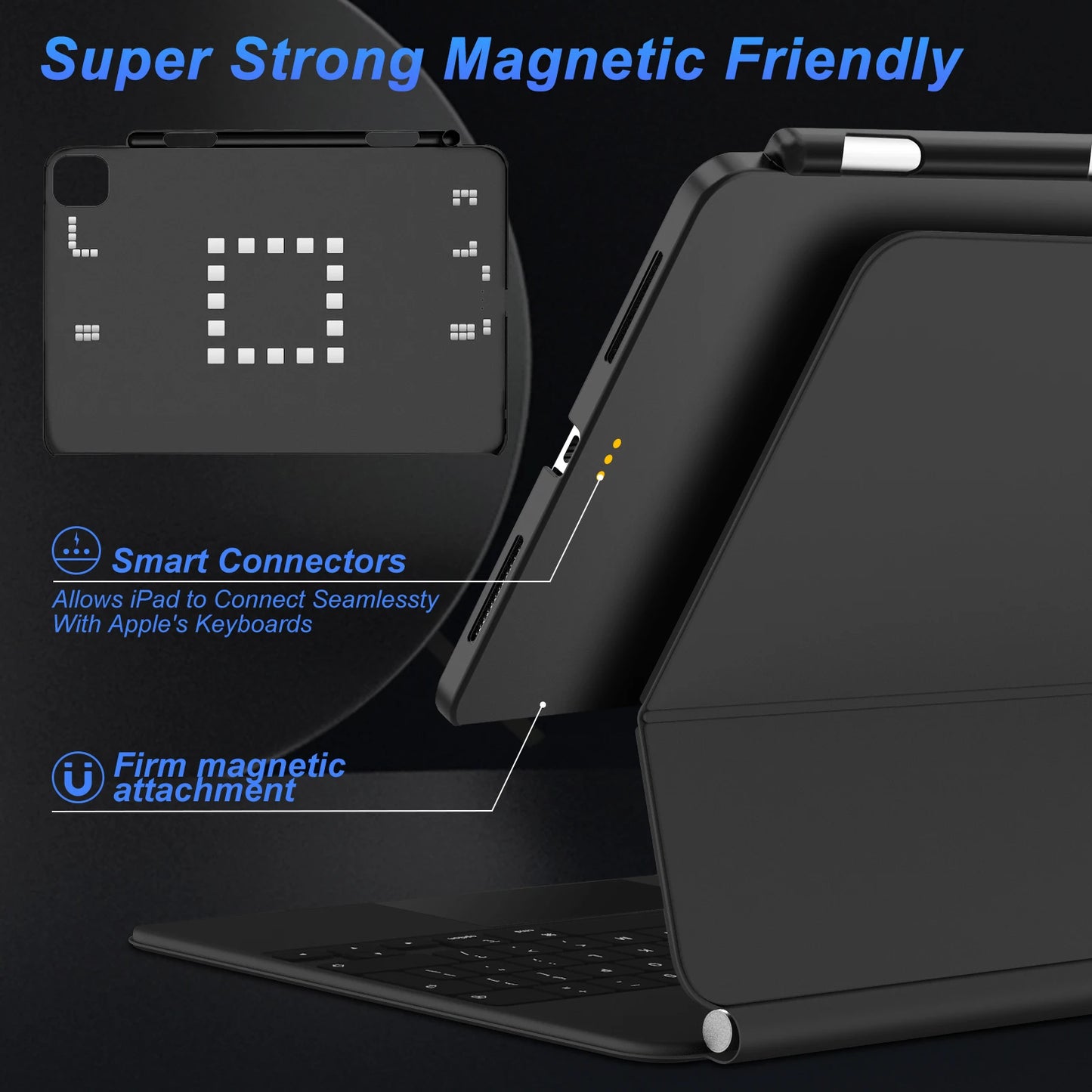 Funda magnética para iPad GOOJODOQ con soporte para lápiz – Compatible con Magic Keyboard para iPad Pro 11/13 M4 (2024), iPad Air 6 y Air 4/5