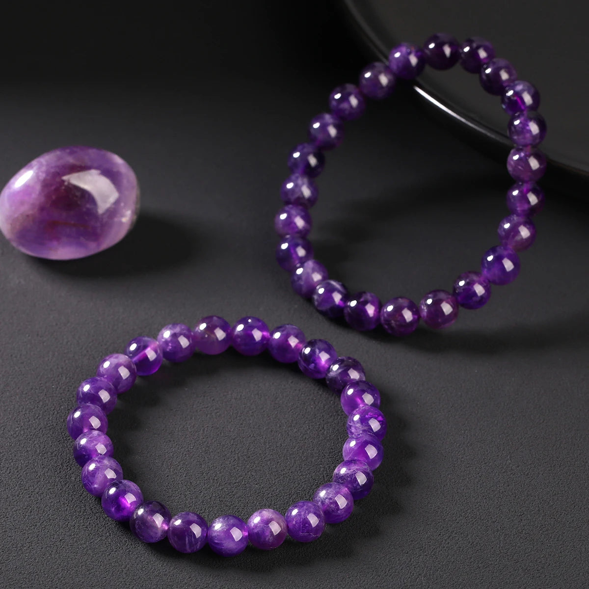 Bracelet en perles d'améthyste naturelle – Bracelet extensible en cristal véritable pour hommes et femmes, bijou de méditation yoga et accessoire de mode