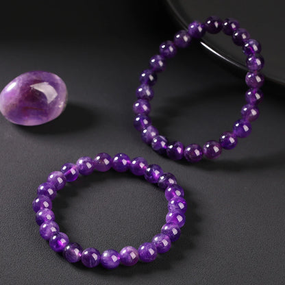 Bracelet en perles d'améthyste naturelle – Bracelet extensible en cristal véritable pour hommes et femmes, bijou de méditation yoga et accessoire de mode