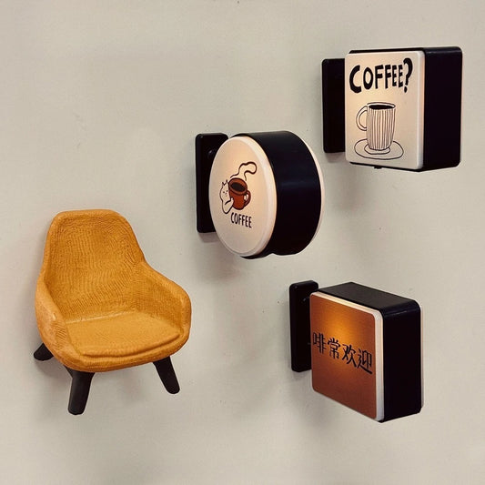 Imán LED retro para nevera con forma de cafetería – Decoración en miniatura iluminada para nevera con diseño de tablero perforado