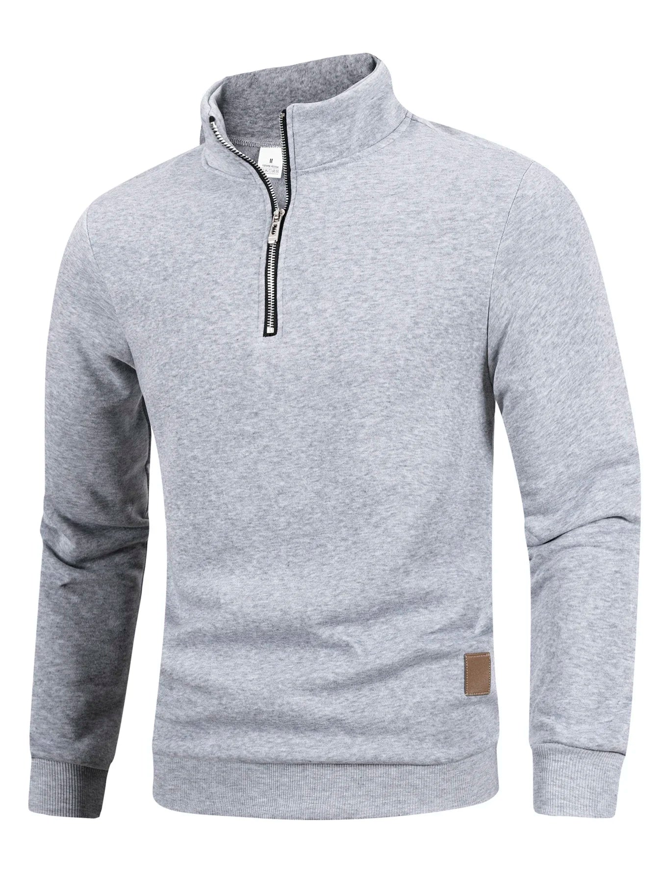 Sudadera de cuello alto con cremallera para hombre – Suéter cálido, jersey de color liso de manga larga, top casual para otoño e invierno
