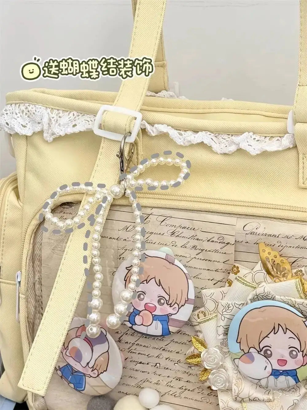 Bolsa Ita Japonesa Y2K para Mujer – Bonito Bolso de Hombro Transparente Lolita, Bolso Cruzado Grande de Exhibición DIY, Cartera de Moda Kawaii para la Escuela, Viajes y Uso Diario