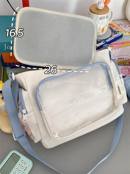 Bolso bandolera transparente de moda – Bolso de hombro Ita de gran capacidad para niñas, bolso mensajero de estilo escolar a la moda, bolso Kawaii versátil para uso diario y accesorios