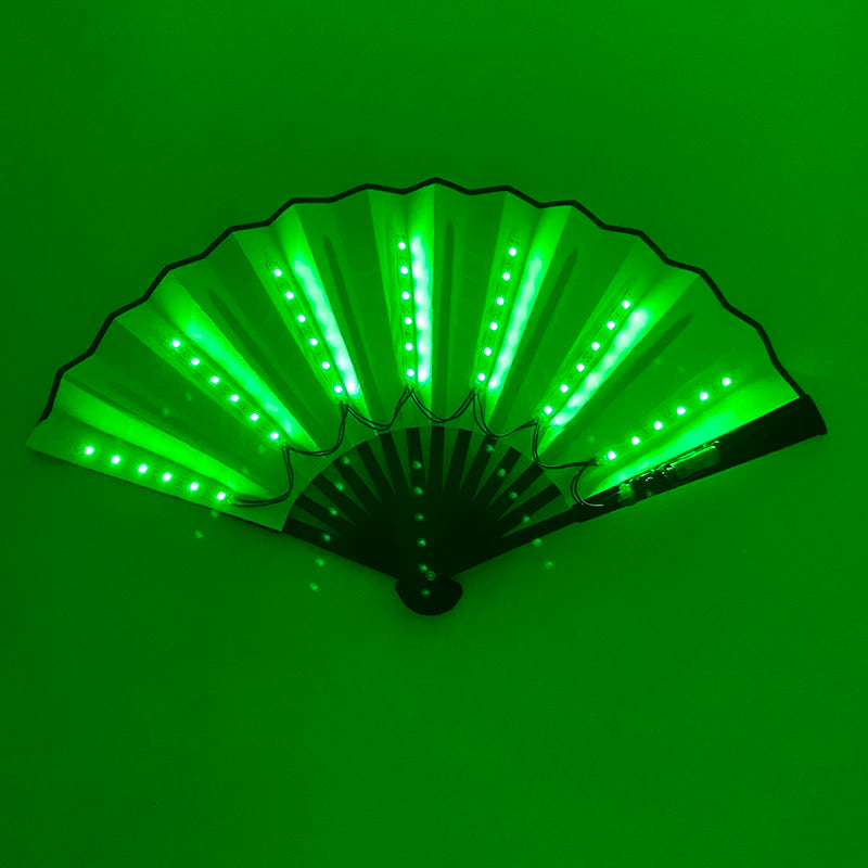 Ventilador de Mano Plegable con Luz LED – Ventilador Luminoso de 10 Pulgadas para Raves, Discotecas, Festivales y Fiestas