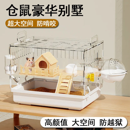 Acrylic Hamster Cage – Transparent Rodent Habitat with Accessories, Luxury Villa Enclosure for Syrian, Dwarf Hamsters, Gerbils & Mice