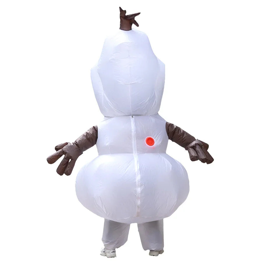 Adult Inflatable Snowman Costume Cartoon Snow Baby Cosplay Outfit for Halloween, Christmas, Holiday Dress-Up Parties and Festive Events