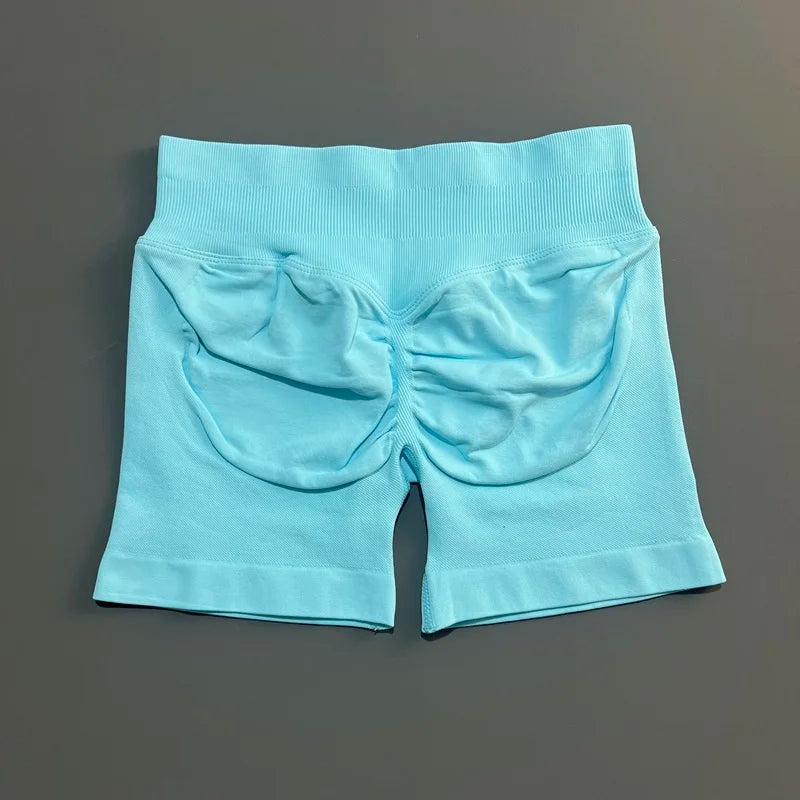 Pantalones cortos de gimnasio sin costuras con efecto Scrunch Butt para mujer – Pantalones cortos de yoga de cintura alta para correr, entrenar, fitness y ropa deportiva