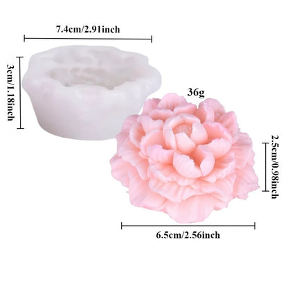 Molde de silicona grande de peonía para velas – Molde floral de rosa 3D para hacer velas, jabón, resina, yeso, hornear pasteles y manualidades de decoración del hogar