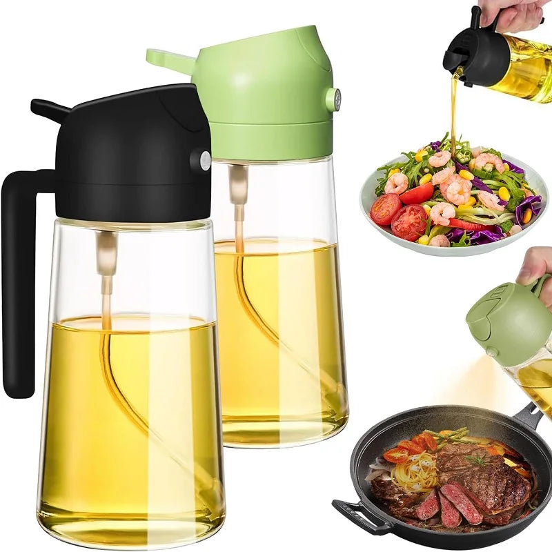 500ml 2-in-1 Oil Spray Bottle – Refillable Olive Oil Dispenser & Sprayer for Cooking, BBQ, Baking, Vinegar & Soy Sauce