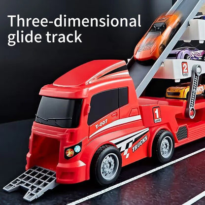 Pop-Up Container Truck Toy – Engineering Racing Vehicle with 6 Alloy Wheels, Push-Pull Construction Toy for Children & Kids
