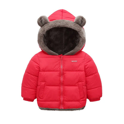 Kids’ Thick Hooded Winter Jacket – Zip-Up Cotton-Padded Plush Coat for Boys, Girls & Toddlers, Warm Autumn & Winter Outerwear