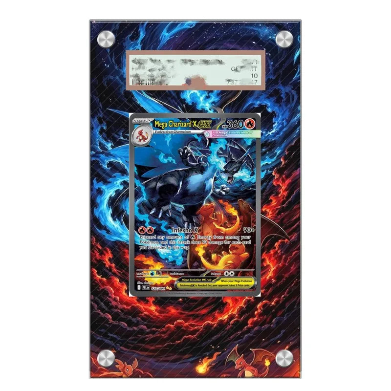 Llavero de exhibición de arte de anime inspirado en Mega Evolución | Regalo para fans con estuche protector de acrílico reciclable