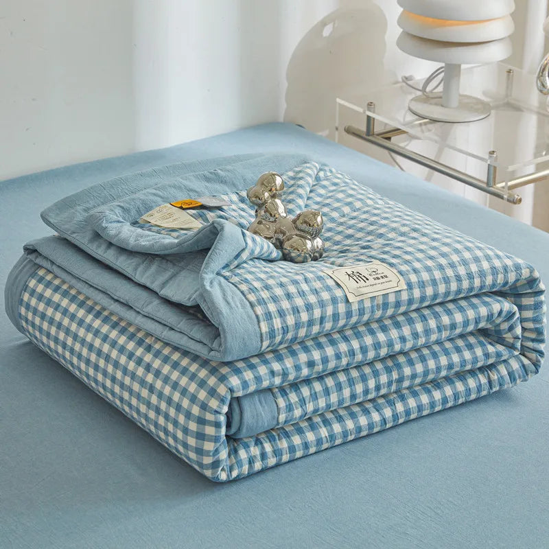 100% Cotton Summer Quilt – Lightweight Long Staple Cotton Comforter for Twin, Queen & Double Beds