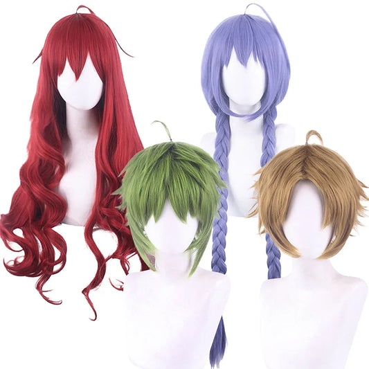 Perruque longue synthétique de cosplay | Style guerrière tendance pour fête d'anime | Perruque en fibre résistante à la chaleur verte et rouge