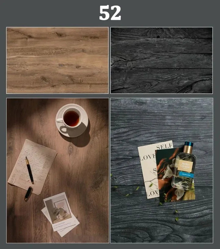 Double-Sided Wood Grain & Marble Photography Backdrop Board 57 × 87 cm – Waterproof Photo Background for Product Photography