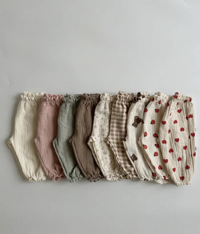 Pantalones de Bebé de Algodón Orgánico – Pantalones Suaves de Muselina Estampados para Recién Nacidos y Niños Pequeños, Parte de Abajo Informal y Adorable para Usar en Primavera, Verano, Otoño e Invierno