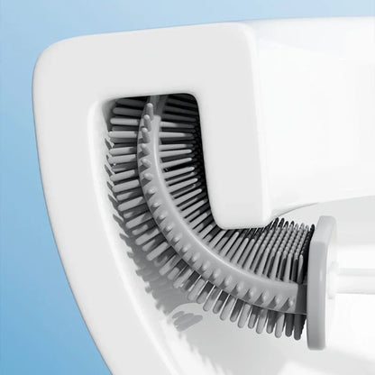 Juego de escobillas de inodoro de silicona – Limpiador de inodoro montado en la pared, kit moderno de cepillo de limpieza para WC, cepillo de silicona flexible con soporte de almacenamiento para baño y accesorios