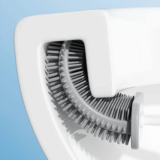 Juego de escobillas de inodoro de silicona – Limpiador de inodoro montado en la pared, kit moderno de cepillo de limpieza para WC, cepillo de silicona flexible con soporte de almacenamiento para baño y accesorios