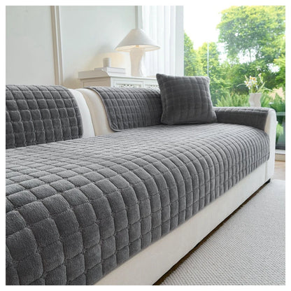 Soft Flannel Non-Slip Sofa Cover – Quilted Furniture Protector for Couch & Living Room Sofa, Warm 1-Seat Cushion Cover