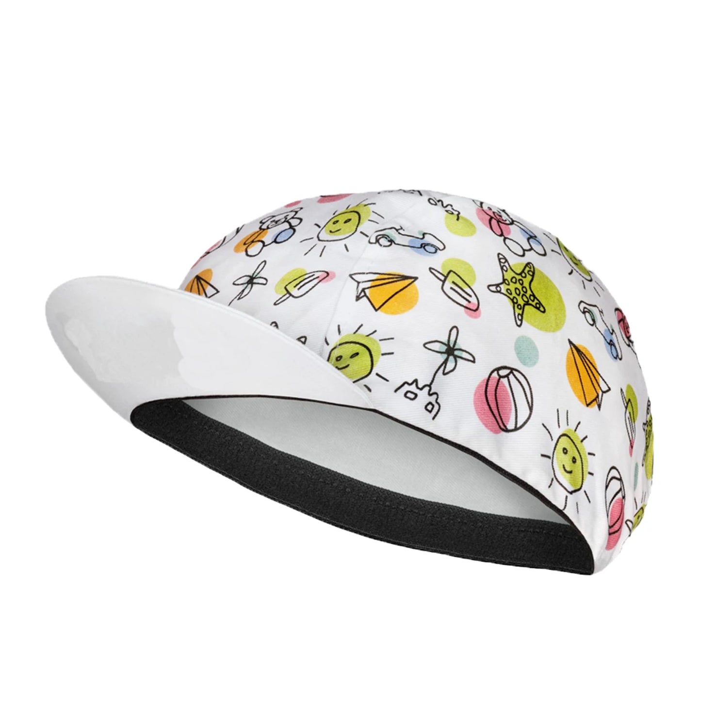 SweetMatt Retro Cycling Cap – Cartoon Beer, Coffee & Ice Cream Print Quick-Dry Polyester Sports Hat for Summer Bike Riding