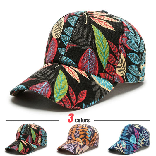 Unisex Korean Style Baseball Cap – Spring Summer Leaf Pattern Peaked Hat for Men & Women, Casual Fashion Sun Hat