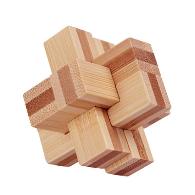 Wooden Burr Puzzle Lock – 3D Brain Teaser IQ Game, Luban Kongming Lock Interlocking Puzzle Toy, Mind Logic Challenge & Montessori Educational Toy