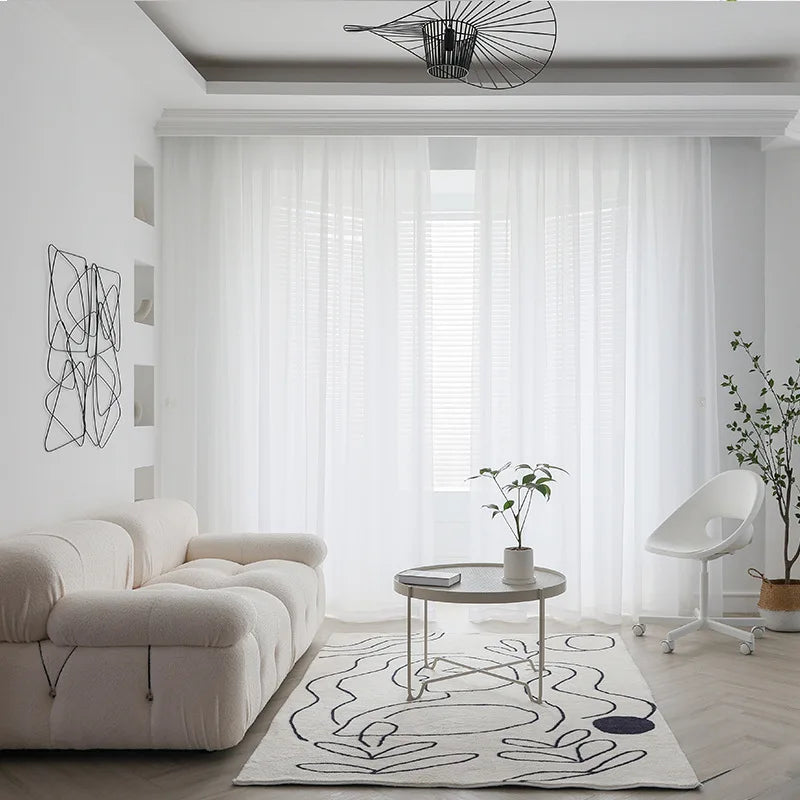 Cortinas de tul blanco transparente modernas – Paneles transparentes para ventanas de sala de estar y dormitorio