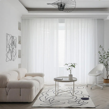 Cortinas de tul blanco transparente modernas – Paneles transparentes para ventanas de sala de estar y dormitorio