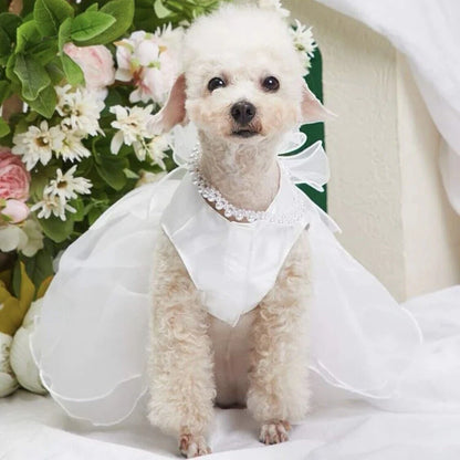 White Dog Wedding Dress – Elegant Bridesmaid & Princess Costume for Small Dogs, Puppy Party Outfit for Pomeranian & Chihuahua