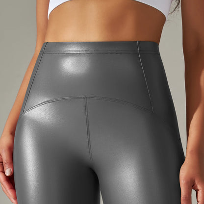 6 Color Autumn Winter Thin Velvet PU Leather Leggings Women High Elastic Waist Trousers Sexy Slimming Pants
