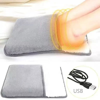 Electric Foot Heating Pad – USB Rechargeable Plush Foot Warmer with Soft Washable Cover, Cozy Winter Foot Warming Mat for Home & Bedroom
