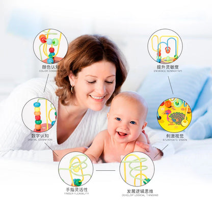 Jouet Montessori en bois de montagnes russes – Labyrinthe de perles pour bébé, boulier d'apprentissage des mathématiques pour les tout-petits de 1 à 3 ans, cadeau de développement éducatif précoce