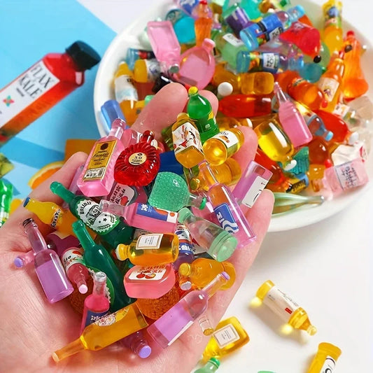 50 mini botellas de bebida para casas de muñecas – Decoración DIY de botellas de vino en miniatura para manualidades y fundas de teléfono
