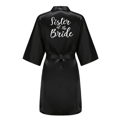 Women’s Black Satin Robe – Silky Kimono Bridal Wedding Bridesmaid Loungewear Dressing Gown