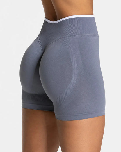 Women’s Seamless High Waist Gym Shorts Color Block Hip Lifting Yoga Running Sports Tight Shorts