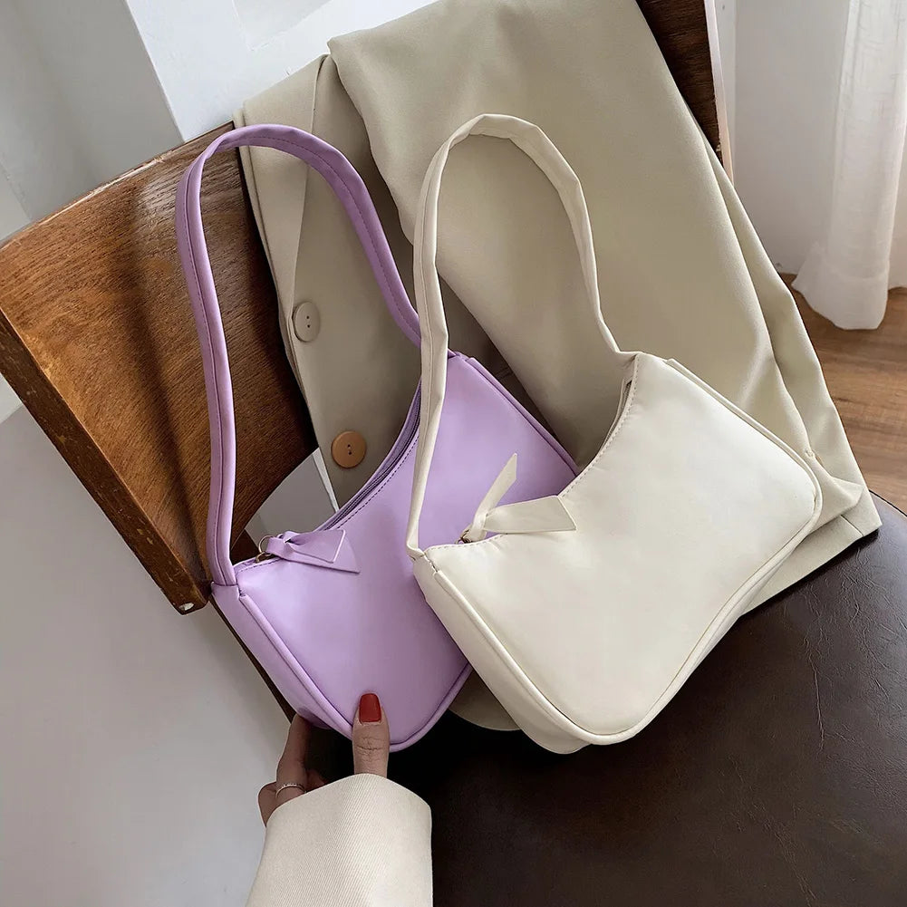 Bolso de hombro retro de piel sintética para mujer – Bolso de mano de moda con asa superior, monedero informal de color sólido para mujer