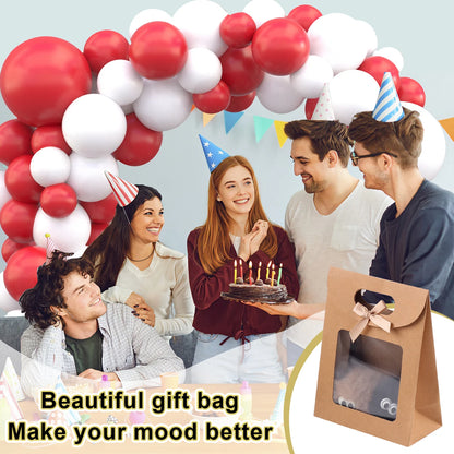 6/12 Bolsas de regalo de papel kraft con ventana para galletas, dulces, recuerdos de boda, regalos de Navidad y embalaje de fiesta reutilizable