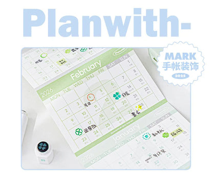 Jeu de tampons journal de listes de tâches mignonnes – Tampons encreurs détachables en forme de stylo pour agenda, carnet, scrapbooking, carnets de voyage et artisanat décoratif