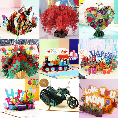 3D Pop-Up Greeting Card – Happy Birthday, Mother’s Day, Father’s Day, Love Mom Dad, Rose Flower, Easter & Thank You Gift