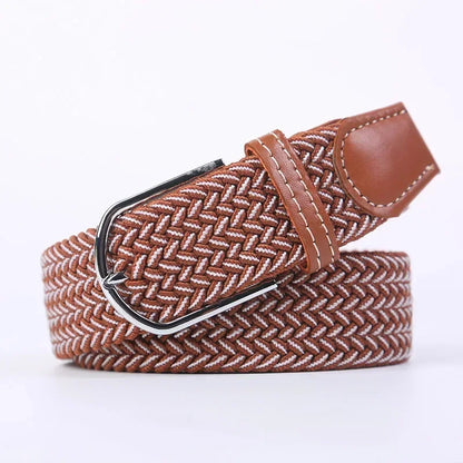 Ceinture élastique tressée unisexe en toile tissée, à boucle ardillon, pour jeans (107/120/130cm)