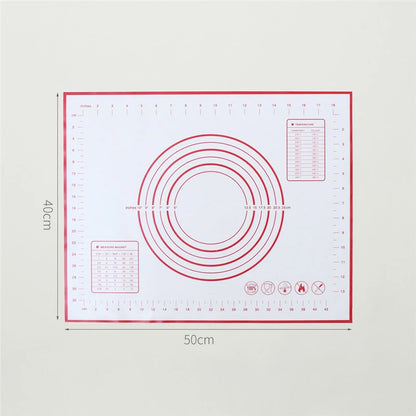 Tapete de silicona para hornear - Tapete antiadherente para amasar masa de 40/50/60 cm, lámina grande de cocina para extender masa para pizza, pan, pastel y preparación de horneado, almohadilla reutilizable de grado alimenticio