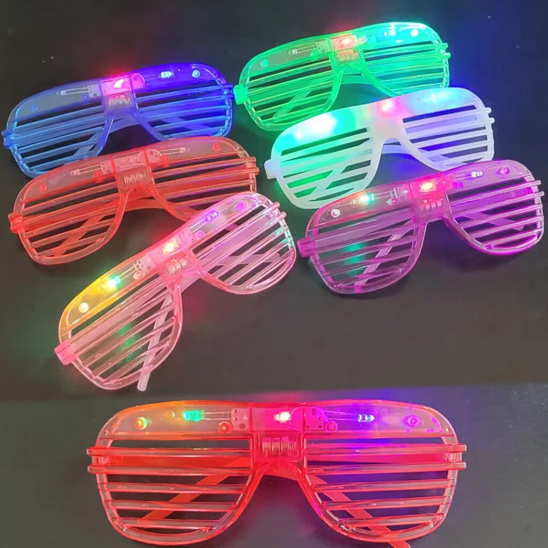 Lunettes de fête lumineuses à LED – Lunettes néon phosphorescentes 3 modes pour anniversaires, mariages et festivals