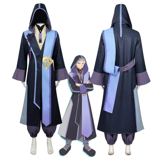 Disfraz de cosplay inspirado en la Princesa Cósmica Kaguya – Uniforme completo de sacerdote ciberpunk para hombres, Halloween, carnaval y juegos de rol