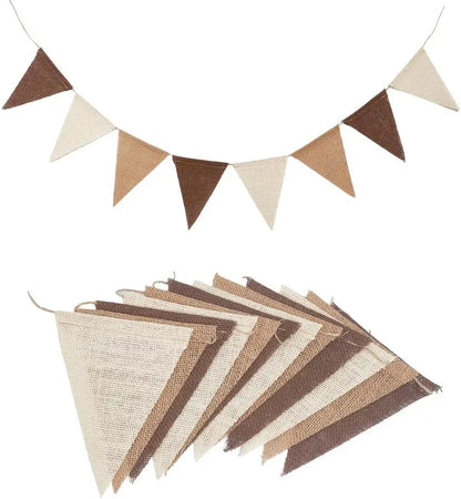 12FT Burlap Pennant Banner – Rustic Triangle Flag Garland for Weddings, Birthdays & Party Decorations