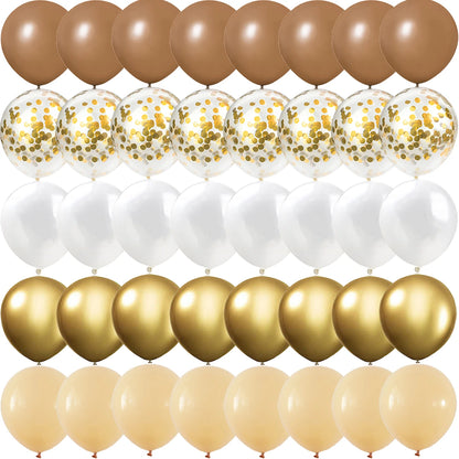 40PCS Sage Green Gold White Latex Confetti Balloons – Elegant Balloon Set for Baby Shower, Birthday, Wedding & Party Decorations
