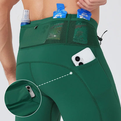 Men's Compression Running Shorts – Multi-Pocket Marathon, Gym & CrossFit Fitness Training Sports Shorts