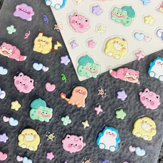 Pegatinas de uñas 5D en relieve | Calcomanías de uñas estilo anime para decoración de fundas de teléfono y tazas DIY