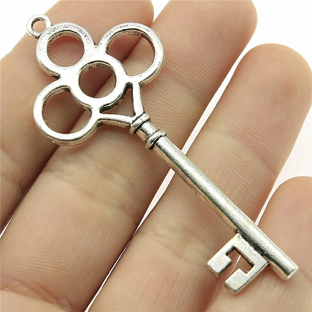 2 pendentifs clé de grande taille – Breloques de style tibétain pour la création de bijoux, fournitures artisanales pour colliers, bracelets et accessoires