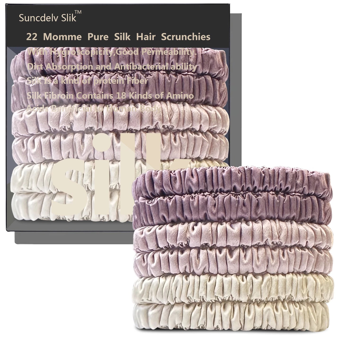 6 Lazos de Seda Pura Morera – Elásticos de Seda Hechos a Mano para Mujer y Niña | Lujosos Accesorios para el Cabello en Caja de Regalo